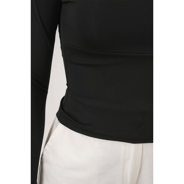Kadın Kare Yaka Slim Fit Bluz 986 - Siyah
