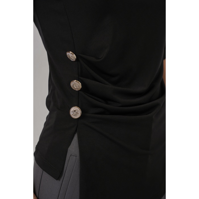 Kadın Düğme Detaylı Sandy Bluz 992 - Siyah