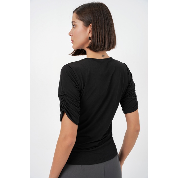 Kadın Düğme Detaylı Sandy Bluz 992 - Siyah