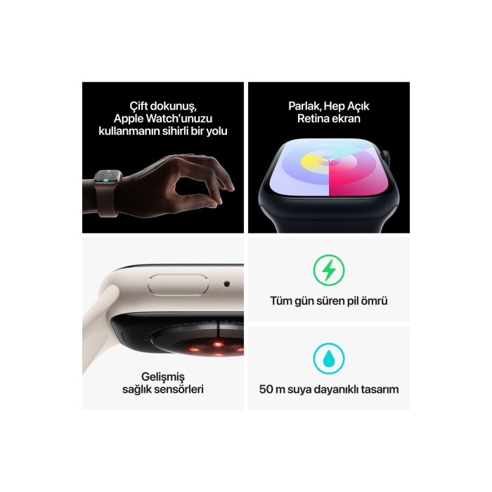 Watch Series 9 GPS 41mm Gümüş Alüminyum Kasa ve Fırtına Mavisi Spor Kordon - S/M