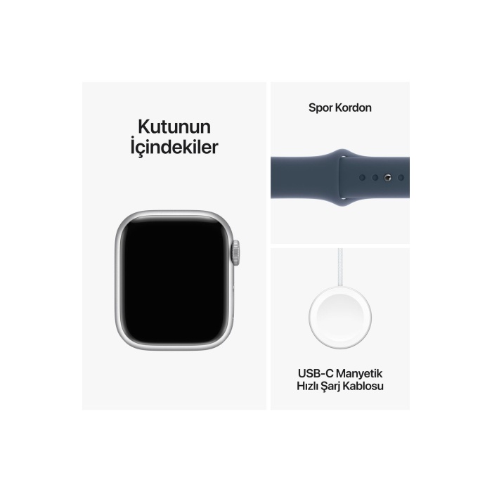Watch Series 9 GPS 41mm Gümüş Alüminyum Kasa ve Fırtına Mavisi Spor Kordon - S/M