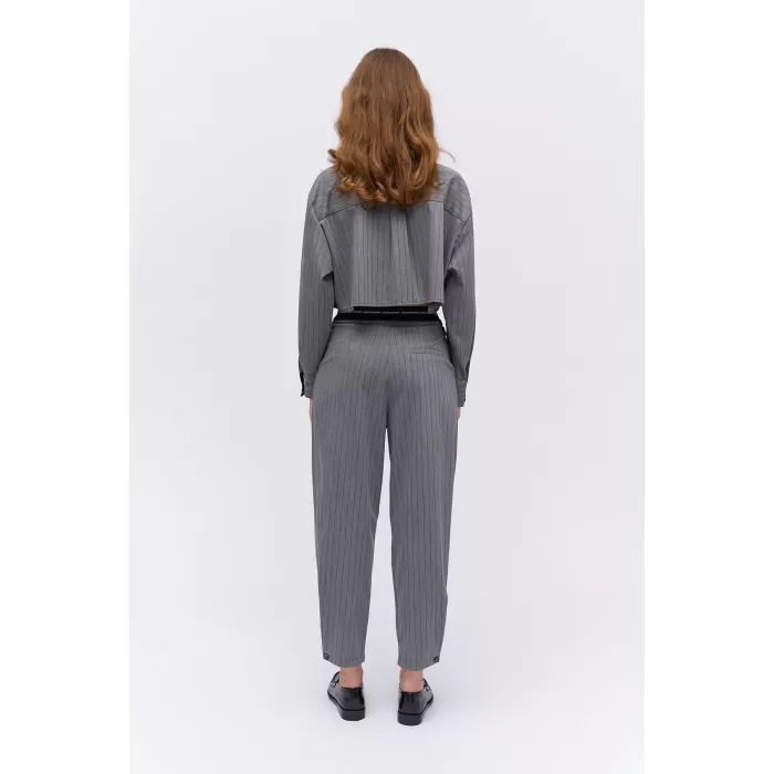 Beli Yazı Detaylı Jogger Pantolon Gri