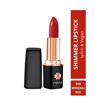 Shimmer Lipstick Mineral Red - Işıltı Ruj - 4 gr - No: 908 - Vegan & Temiz Içerik