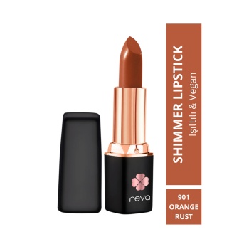 Shimmer Lipstick Orange Rust - Işıltı Ruj - No: 901 - Vegan & Temiz Içerik