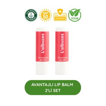 50 SPF Strawberry Lip Balm 2’li Set – Yüksek Güneş Koruması & Nem