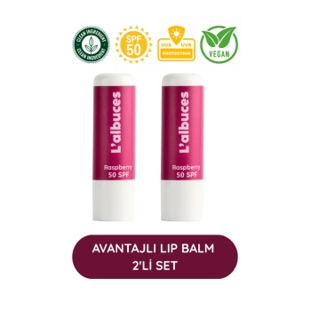 50 SPF Raspberry Lip Balm 2’li Set – Yüksek Güneş Koruması & Nem