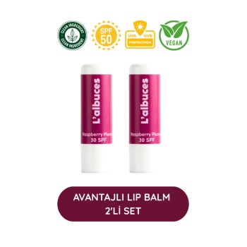 30 SPF Raspberry Plump Lip Balm 2’li Set – Dolgun Dudak & Koruma