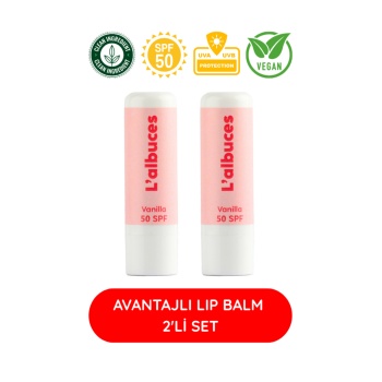 50 SPF Vanilla Lip Balm 2’li Set – Yüksek Güneş Koruması & Nem