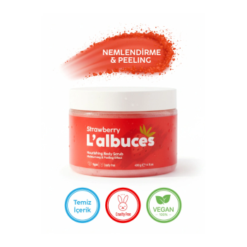 Strawberry Body Scrub 400gr – Vegan, Temiz İçerikli, Çilek Kokulu Pürüzsüz Cilt Bakımı