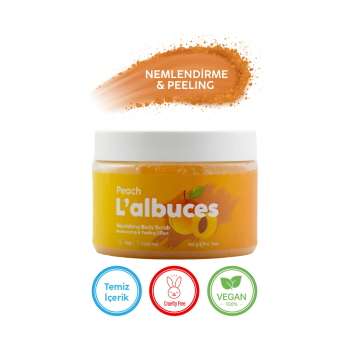 Peach Body Scrub 400gr – Vegan, Temiz İçerikli, Şeftali Kokulu Pürüzsüz Cilt Bakımı