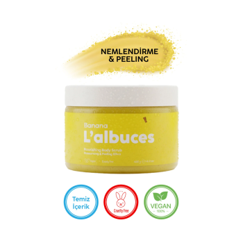 Banana Body Scrub 400gr – Vegan, Temiz İçerikli, Muz Kokulu Pürüzsüz Cilt Bakımı