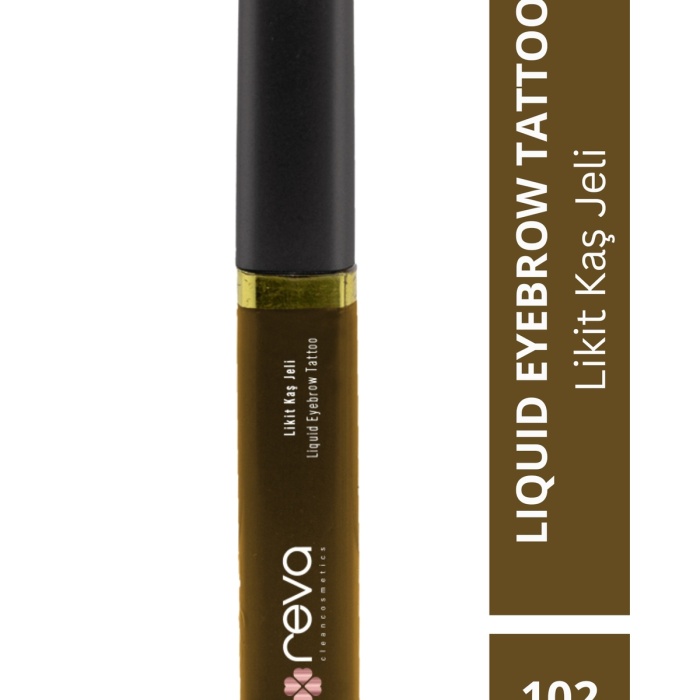 Koyu Kahverengi Likit Kaş Maskarası & Liquid Eyebrow Tattoo 5ml - No: 102 Vegan & Temiz Içerikli