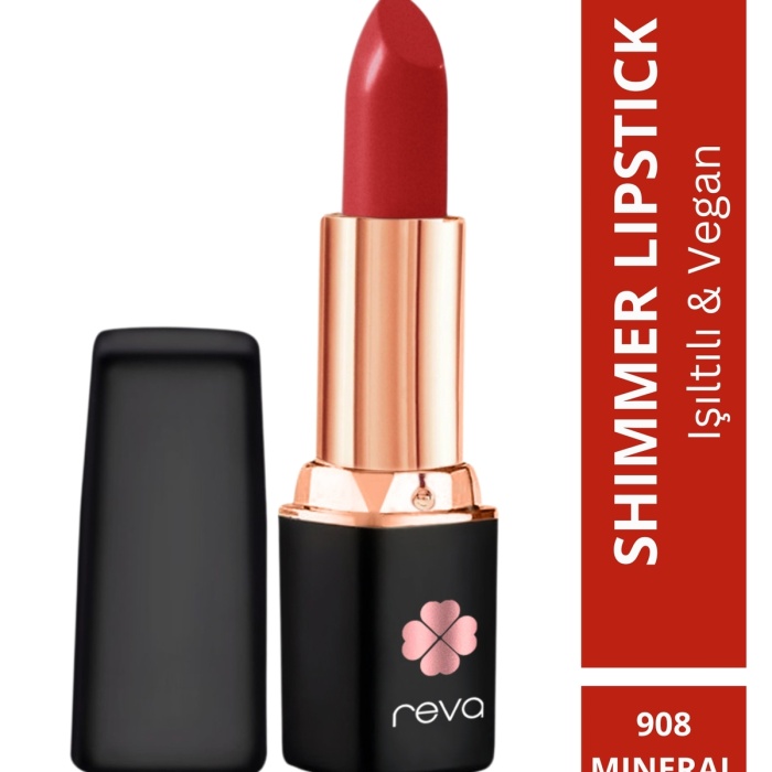 Shimmer Lipstick Mineral Red - Işıltı Ruj - 4 gr - No: 908 - Vegan & Temiz Içerik