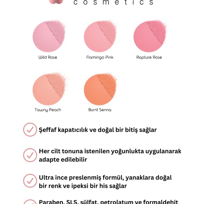 Superfine Blusher Flamingo Pink - Süper ince Toz Allık 7,5 gr - No: 703 - Vegan & Temiz İçerik