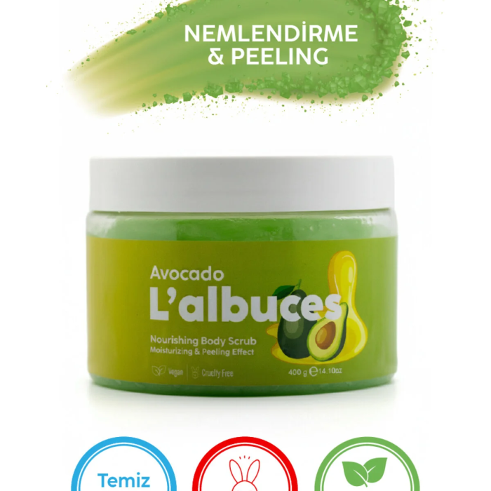 Avocado Body Scrub 400gr – Vegan, Temiz İçerikli, Avokado Kokulu Pürüzsüz Cilt Bakımı