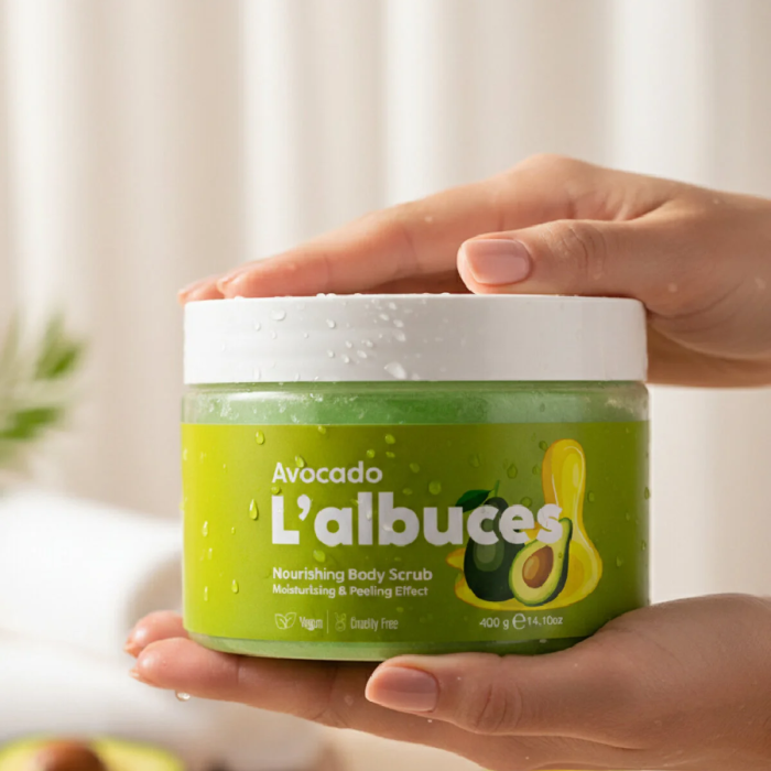 Avocado Body Scrub 400gr – Vegan, Temiz İçerikli, Avokado Kokulu Pürüzsüz Cilt Bakımı