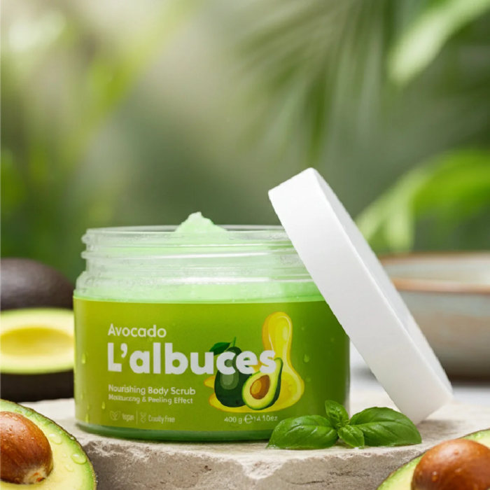 Avocado Body Scrub 400gr – Vegan, Temiz İçerikli, Avokado Kokulu Pürüzsüz Cilt Bakımı