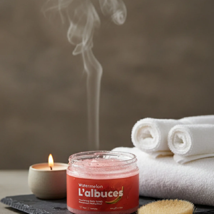 Watermelon Body Scrub 400gr – Vegan, Temiz İçerikli, Karpuz Kokulu Pürüzsüz Cilt Bakımı
