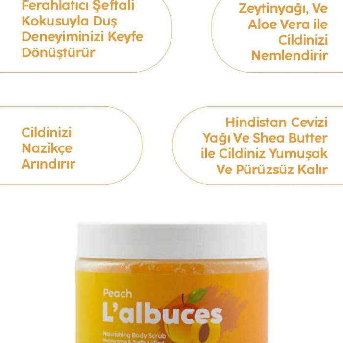 Peach Body Scrub 400gr – Vegan, Temiz İçerikli, Şeftali Kokulu Pürüzsüz Cilt Bakımı