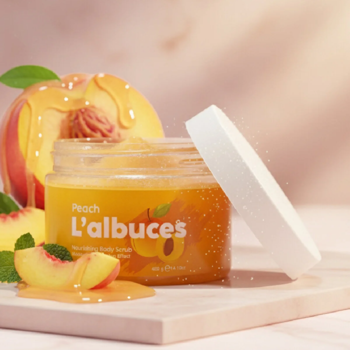 Peach Body Scrub 400gr – Vegan, Temiz İçerikli, Şeftali Kokulu Pürüzsüz Cilt Bakımı