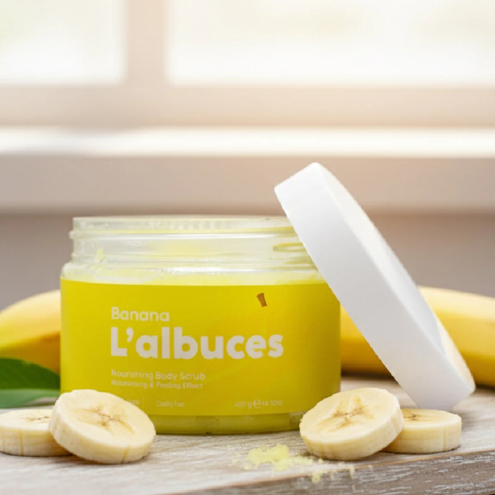 Banana Body Scrub 400gr – Vegan, Temiz İçerikli, Muz Kokulu Pürüzsüz Cilt Bakımı