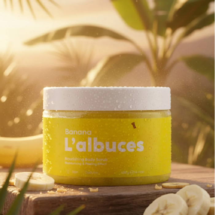 Banana Body Scrub 400gr – Vegan, Temiz İçerikli, Muz Kokulu Pürüzsüz Cilt Bakımı