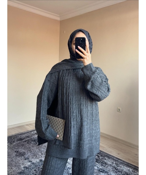 Atkılı Triko Takım Antrasit