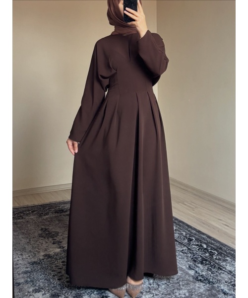 Belden Oturtmalı Kahve Elbise