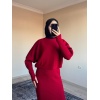 Dar Kesim Triko Takım Elbise Kırmızı