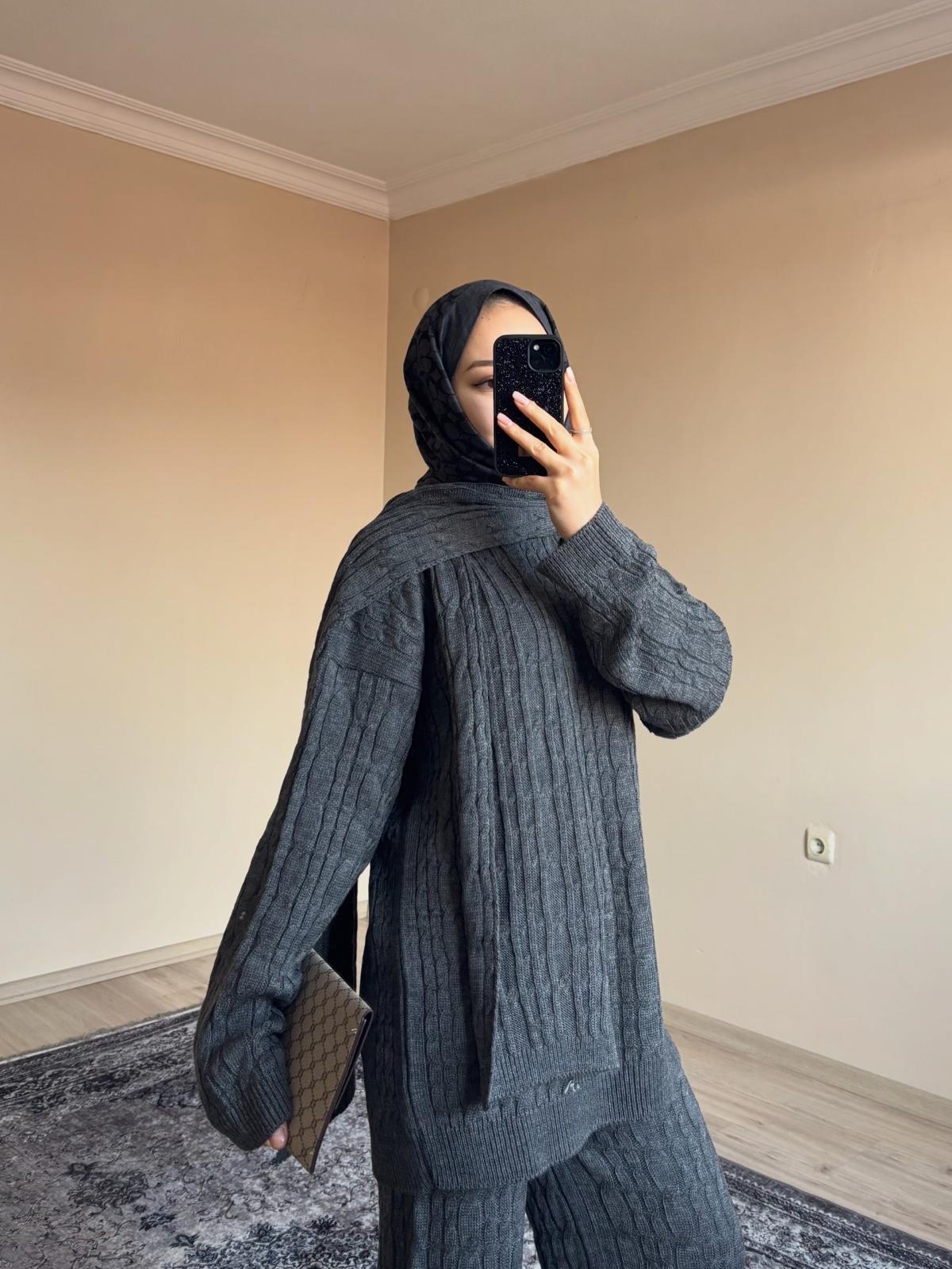 Atkılı Triko Takım Antrasit