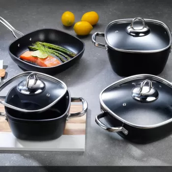 Schafer Gastronomie Master 7 Parça Tencere Seti Siyah