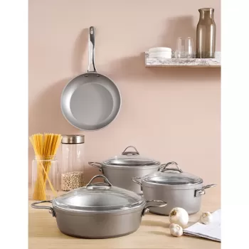 Pierre Cardin Vilma Gri 7 Parça Tencere Seti