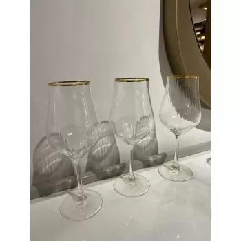 Schafer Tulipa Optik Ayaklı Kadeh 6 Parça-Altın