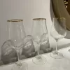 Schafer Tulipa Optik Ayaklı Kadeh 6 Parça-Altın