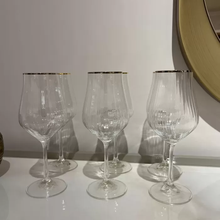 Schafer Tulipa Optik Ayaklı Kadeh 6 Parça-Platin
