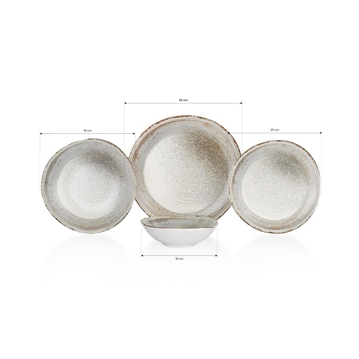 Schafer Lunar 24 Parça 6 Kişilik Yemek Takımı Kahverengi