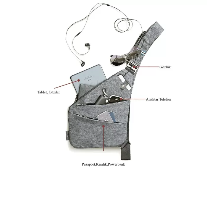 Unisex Keten Çapraz Askılı Heybe Çanta Telefon Bölmeli Günlük Seyahat Çanta Bodybag Slim Çanta