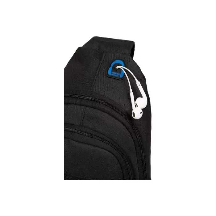 Unisex Koyu Gri Renk Keten Usb Ve Kulaklık Çıkışlı Çapraz Askılı Göğüs Omuz Bel Spor Çantası Günlük Bodybag