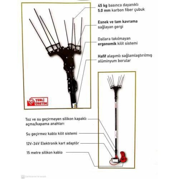ELİA Akülü Zeytin Hasat Makinesi Sensörlü Devir Ayarlı