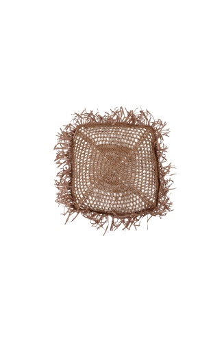 Kare Motif Bohem Hasır Yastık