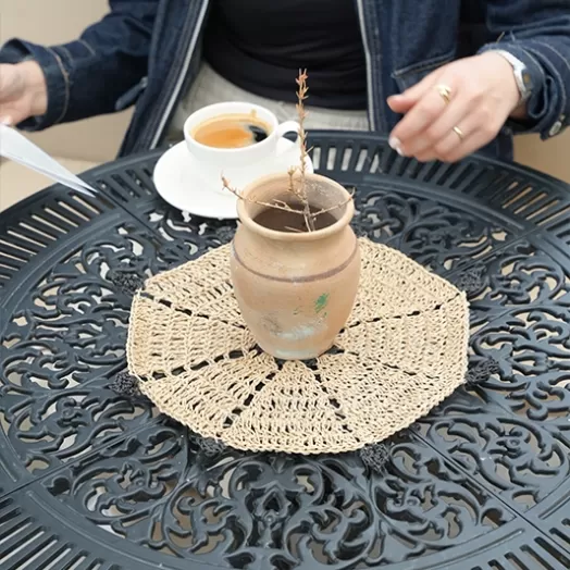 6lı Yapraklı Supla Kağıt İp El Yapımı Doğal Masa Altlığı