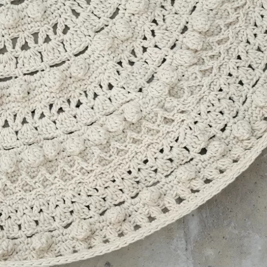 WHİTE PEARL Makrome Kilim El Yapımı Beyaz Bohem Halı