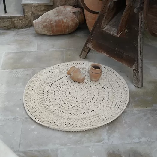WHİTE PEARL Makrome Kilim El Yapımı Beyaz Bohem Halı