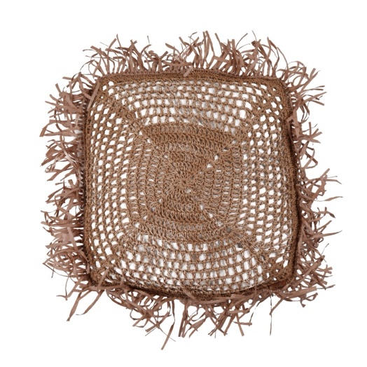 Kare Motif Bohem Hasır Yastık