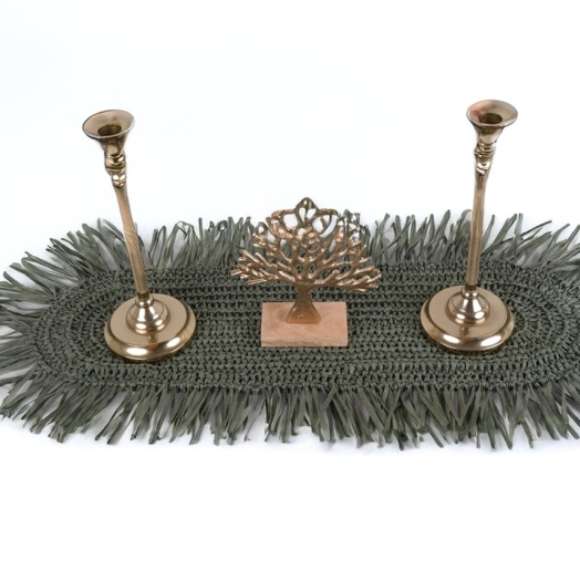 El Örgüsü Püsküllü Oval Runner – Doğal & Bohem Tasarım