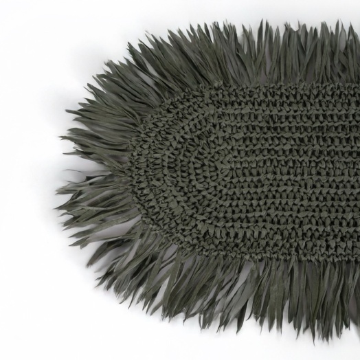 El Örgüsü Püsküllü Oval Runner – Doğal & Bohem Tasarım