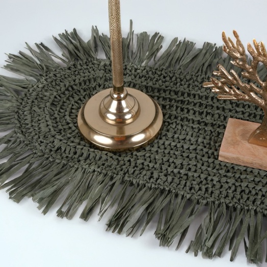 El Örgüsü Püsküllü Oval Runner – Doğal & Bohem Tasarım