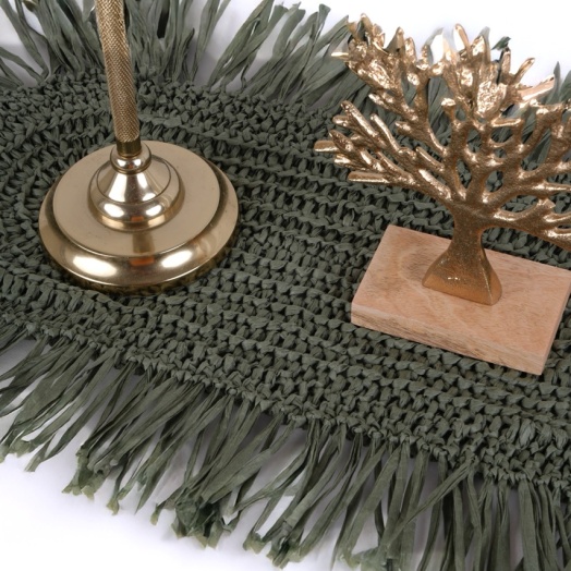 El Örgüsü Püsküllü Oval Runner – Doğal & Bohem Tasarım