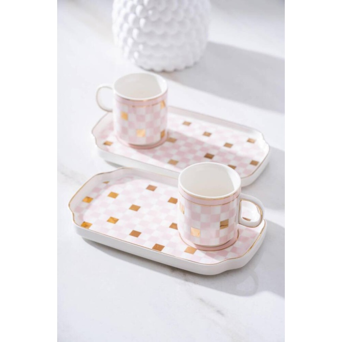 Skye Duo 2 Kişilik Kahve Fincanı Takımı - Pembe