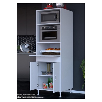 Elit Silva 2 Kapaklı 59,6 x 192,2 x 56 cm Mini Fırın Mikrodalga Dolabı Çok Amaçlı Mutfak Dolabı